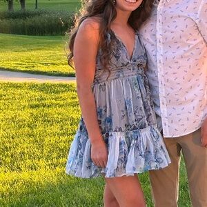 Lulu's Blue Floral Dress